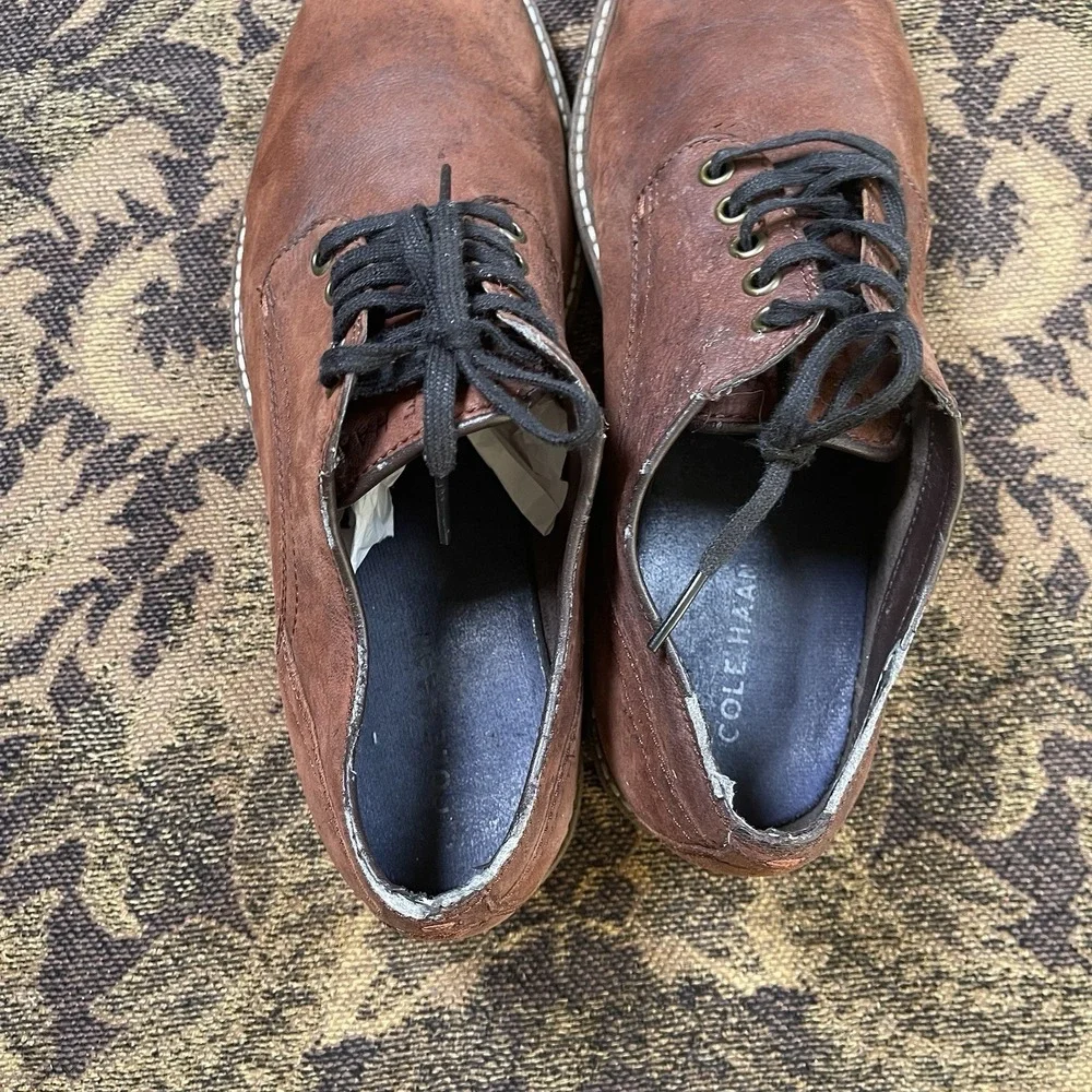Cole Haan Nathan Plain Toe Men's Size 9 Oxford Casual Shoes Suede Leather C30634